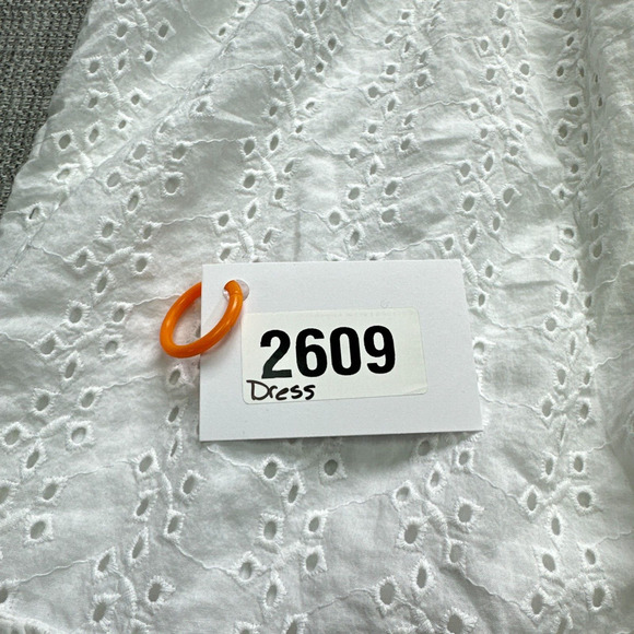 Hollister Mini Dress XL White Eyelet Coastal Fairycore Summer Ruffle‎ Tie Back - Picture 9 of 10